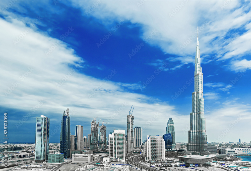 Dubai city center skyline, United Arab Emirates