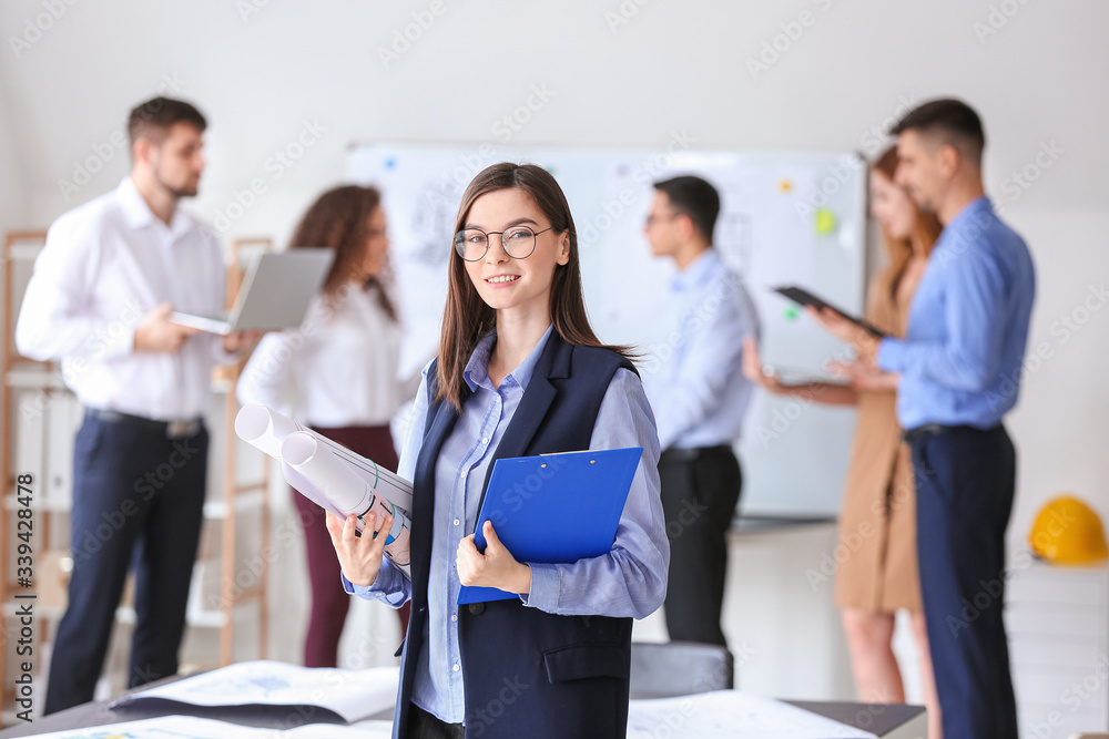 Portrait of young architect during professional courses