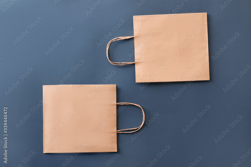 Paper shopping bags on dark background