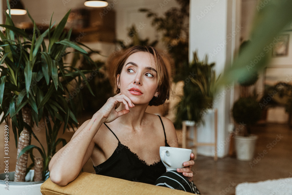 Woman in her living room