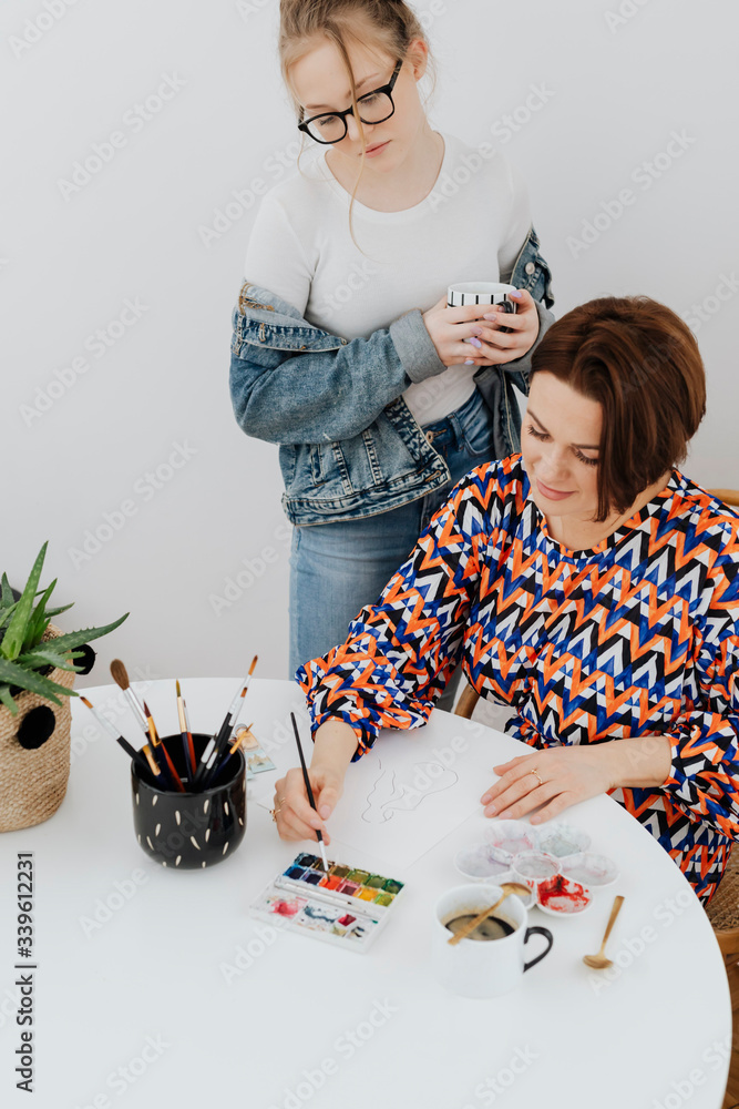 Creative mother and daughter