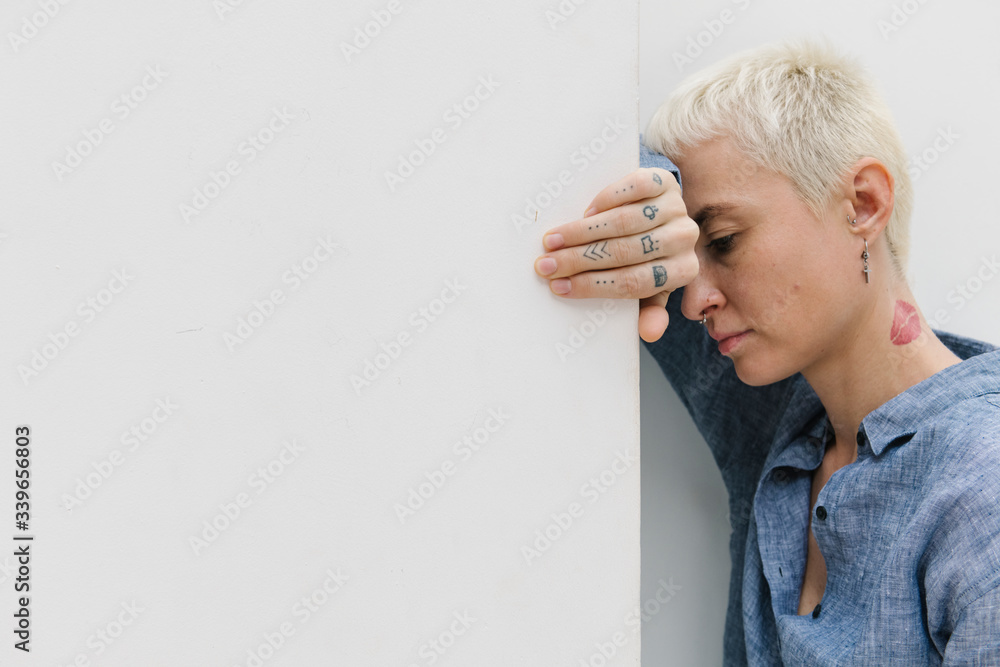 Blonde androgynous model