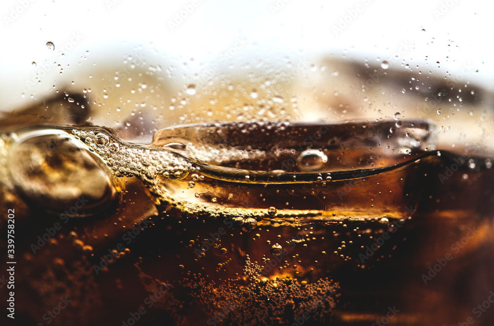 Fizzy cola drink macro shot