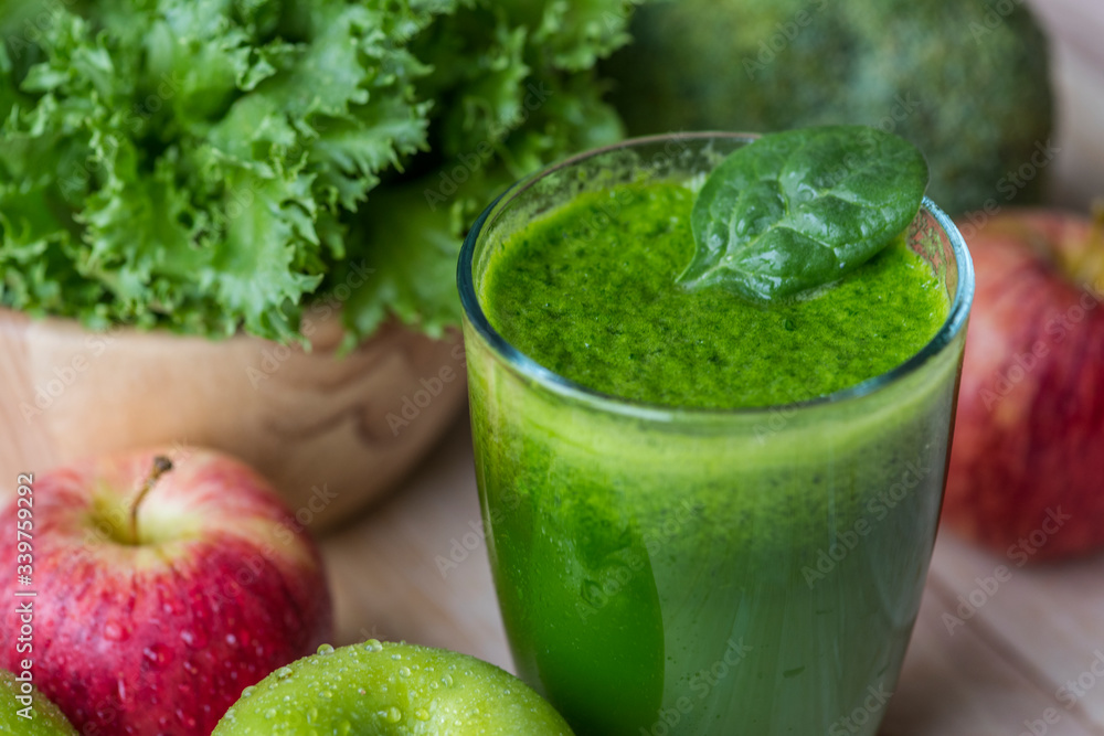 Fresh green smoothie macro shot