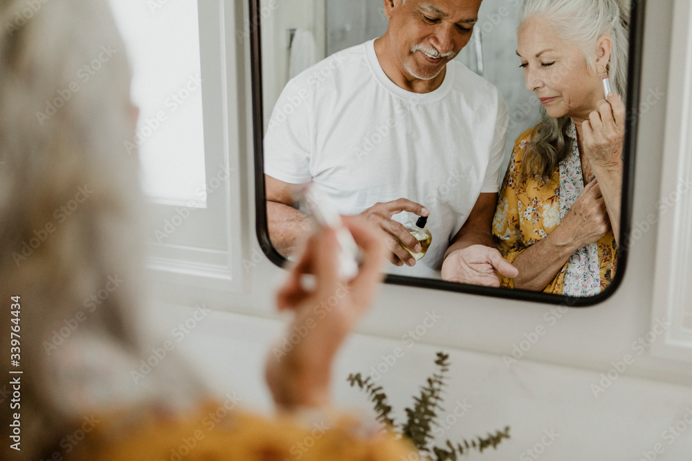 Adorable mixed senior couple