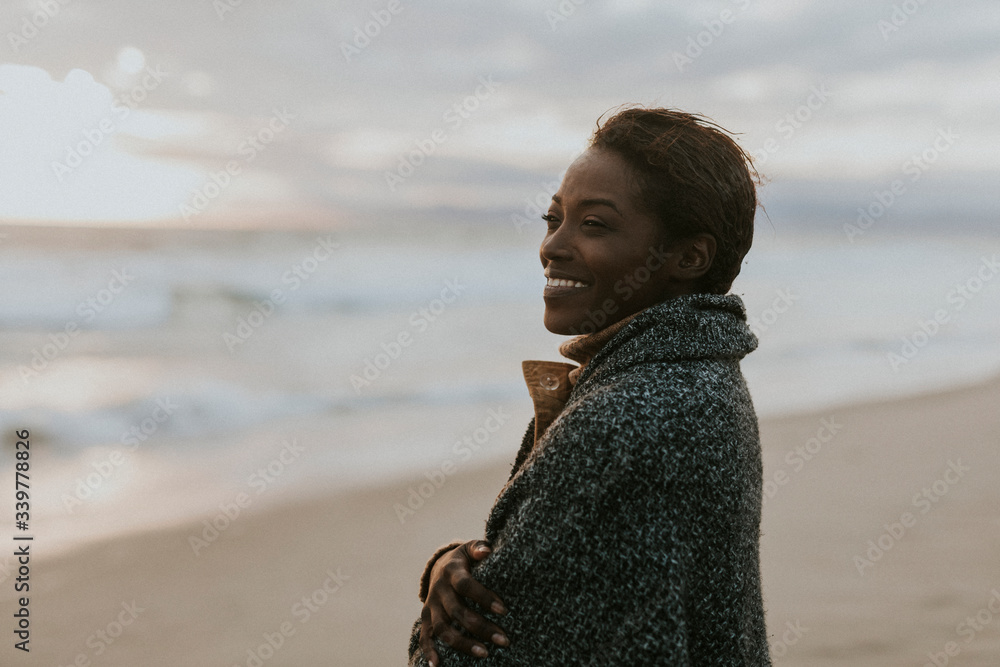 Happy woman on the beach