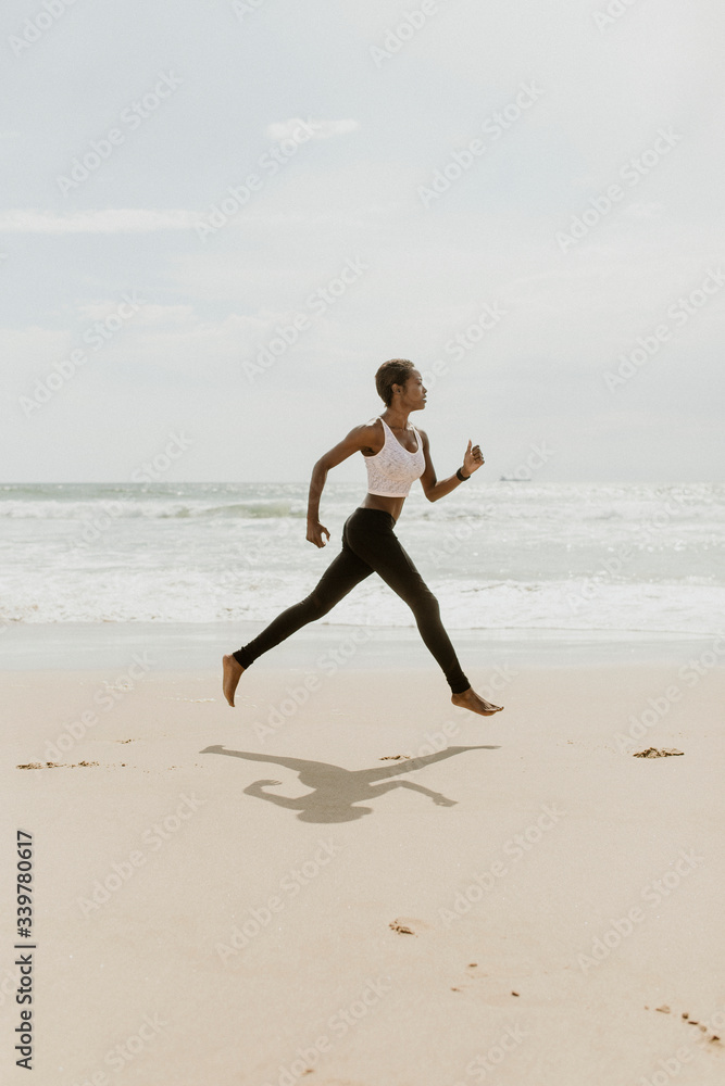 Active woman jogging outdoors