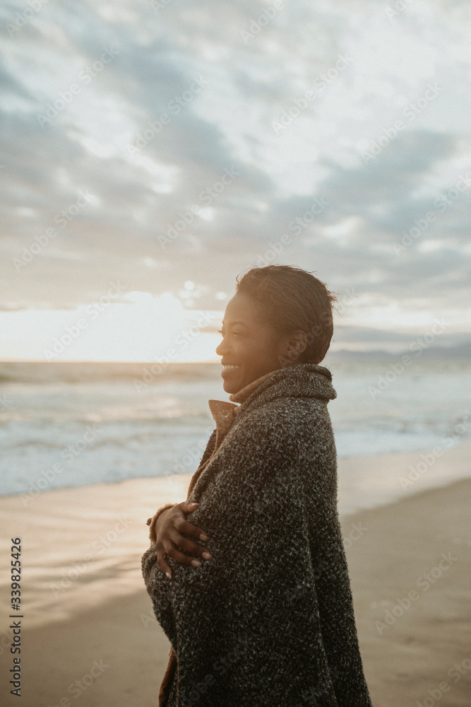 Woman alone on the beach