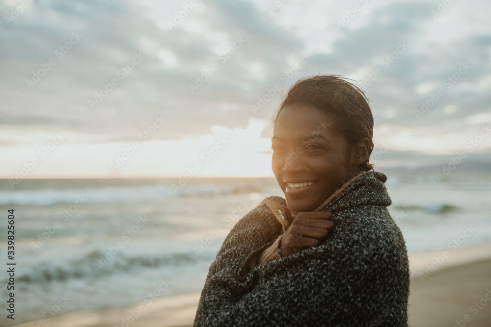 Woman alone on the beach