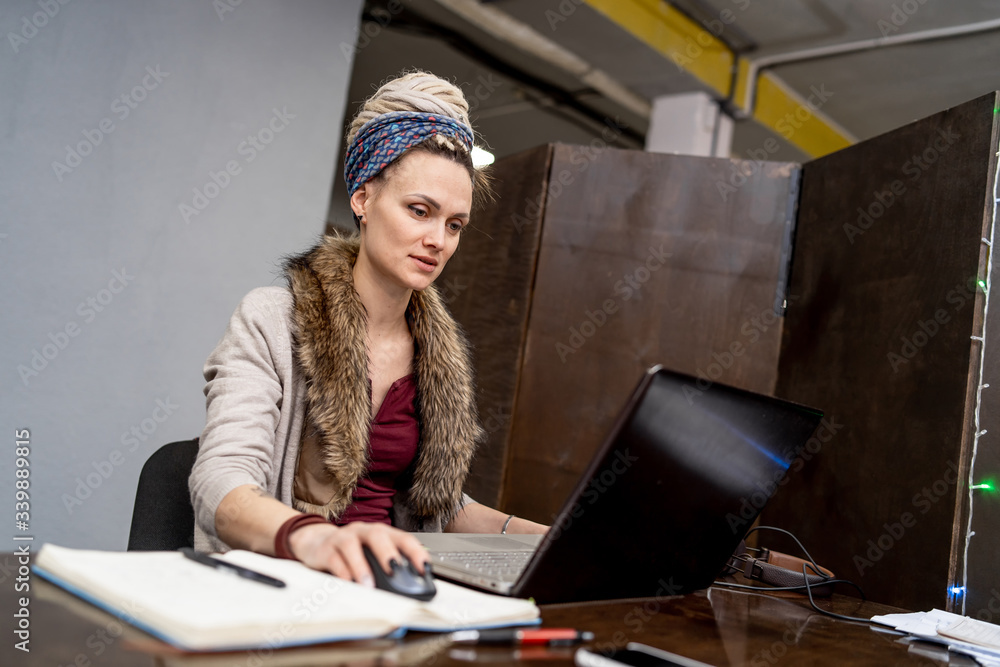 Developing programming and coding technologies. Website design. Woman programmer working in a softwa