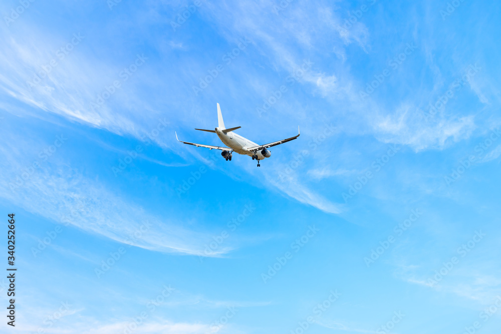 Commercial airplane flying in the sky,travel concept.