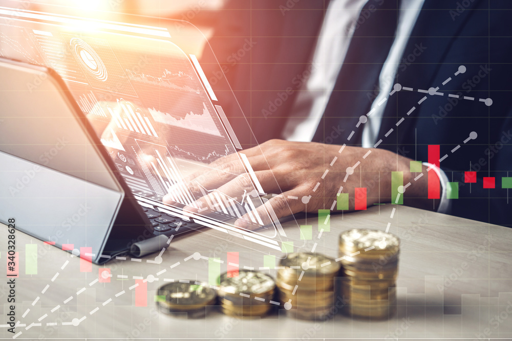 Data Analysis for Business and Finance Concept. Graphic interface showing future computer technology