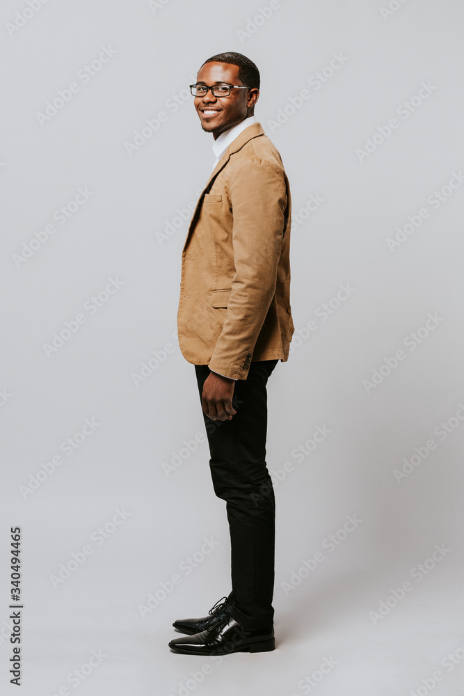 Businessman full body side portrait