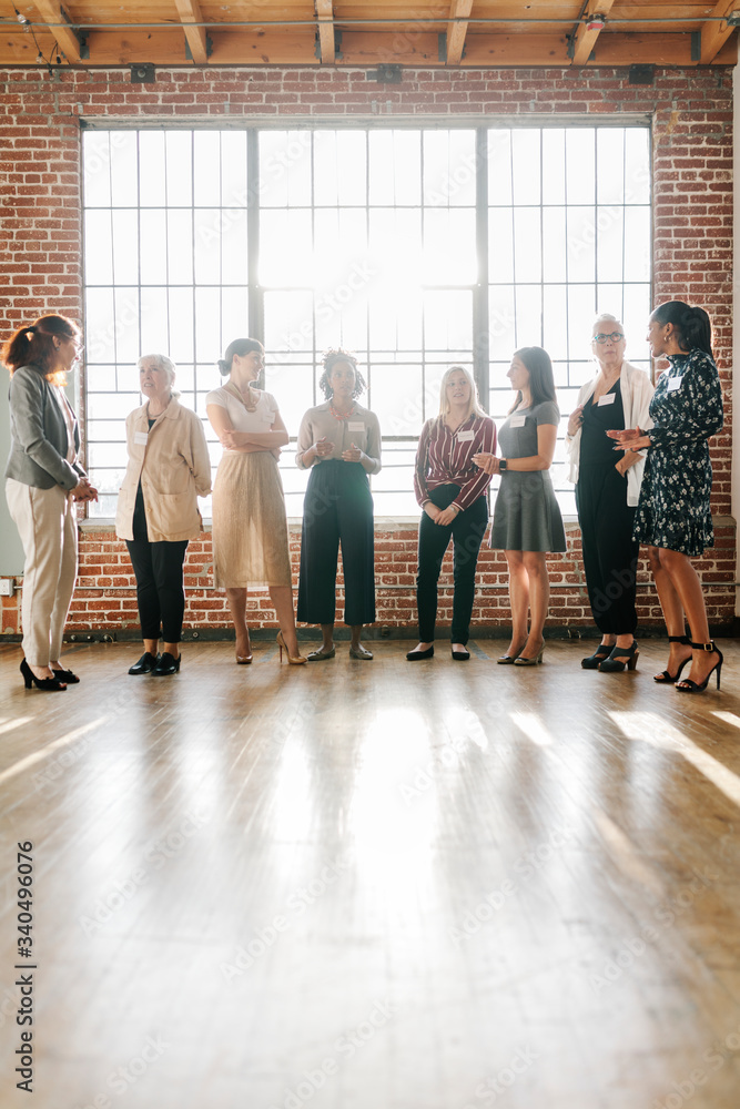 Businesswomen standing in a room