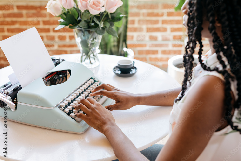 Vintage blue typewriter