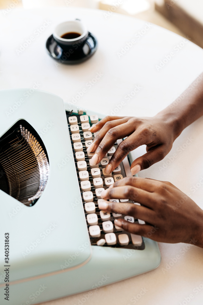 Vintage blue typewriter