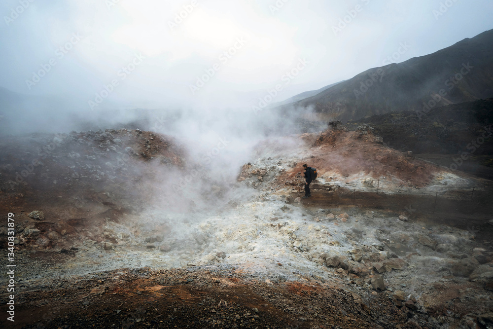 Traveler at Landmannalaugar