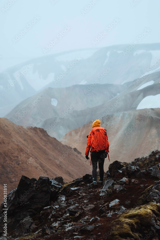 Traveler at Landmannalaugar