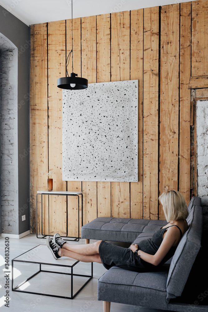 Scandinavian woman in her living room