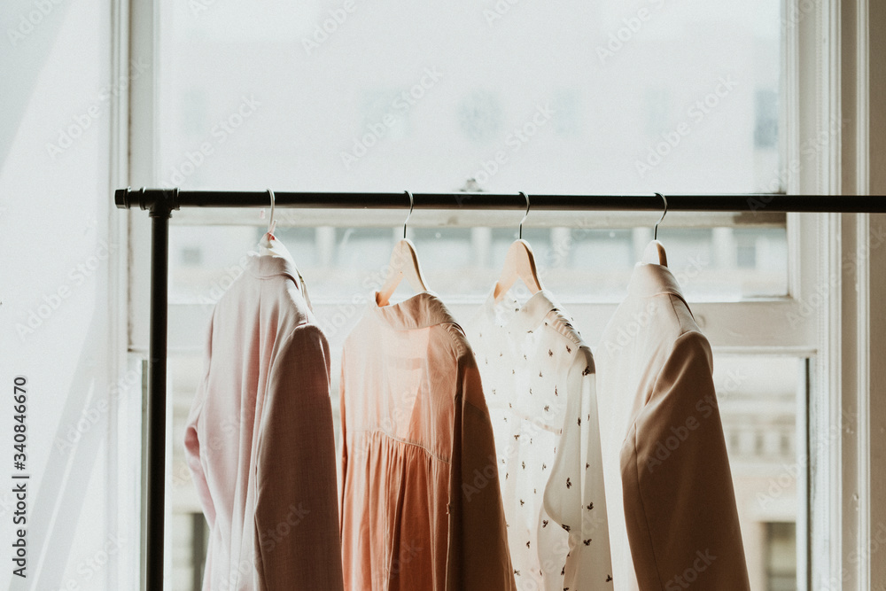 Rack of clothes in a boutique