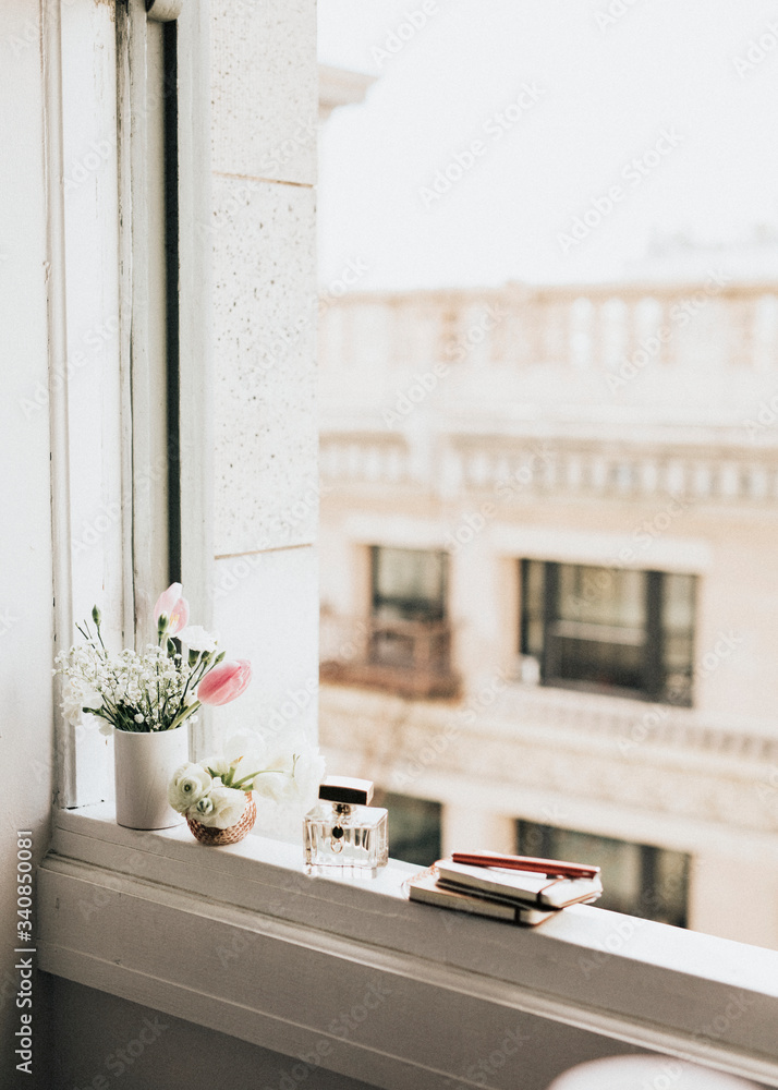 Flowers on a windowsill