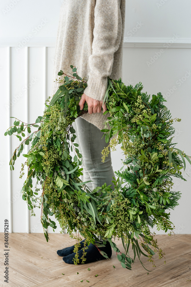 Fresh green Christmas wreath