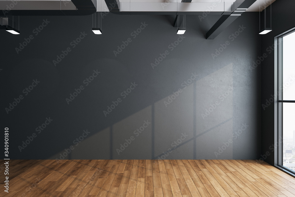 imalistic hall interior with empty gray wall