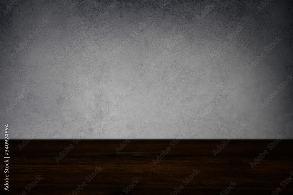 Plain dark gray wall with wooden floor product background