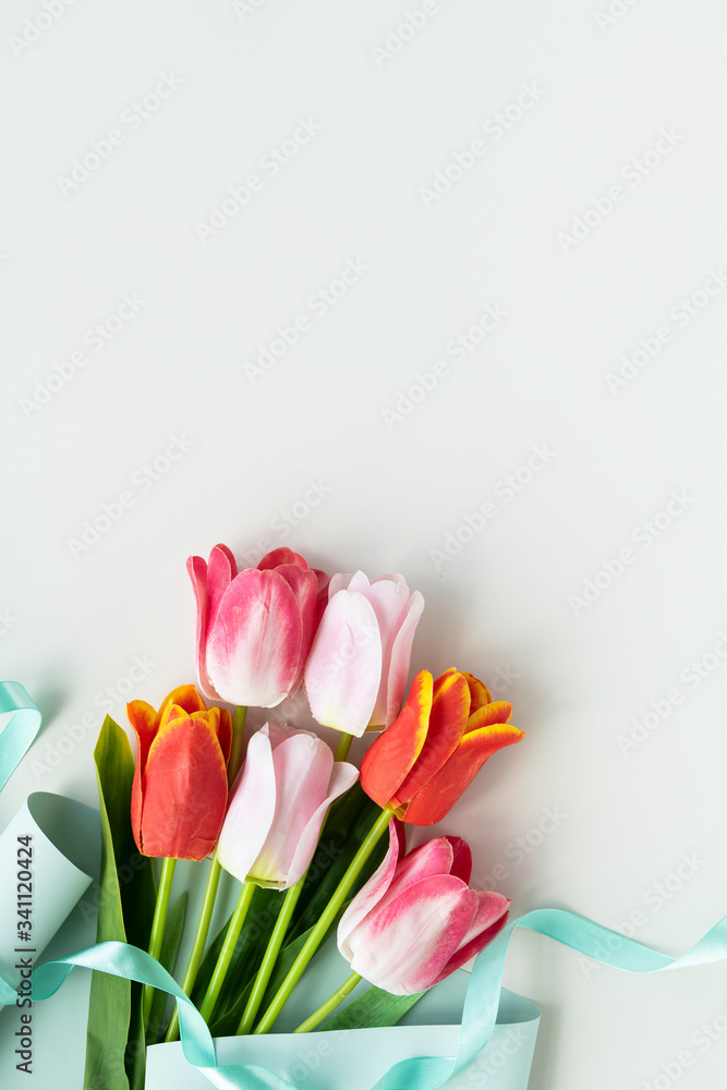 A bouquet of flowers with copy space