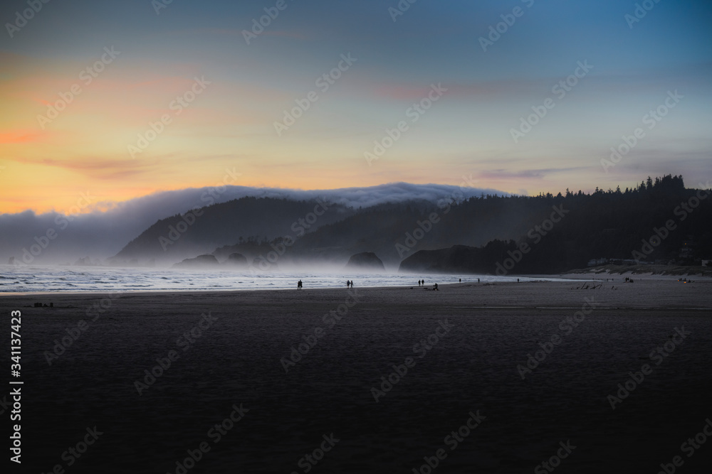 Sunset by the Oregon beach