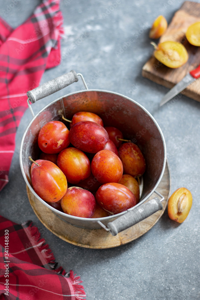 Freshly picked plums