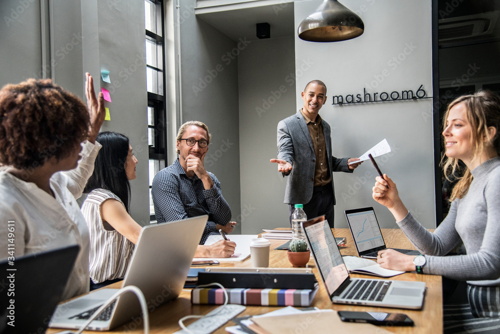 Group of diverse people having a business meeting