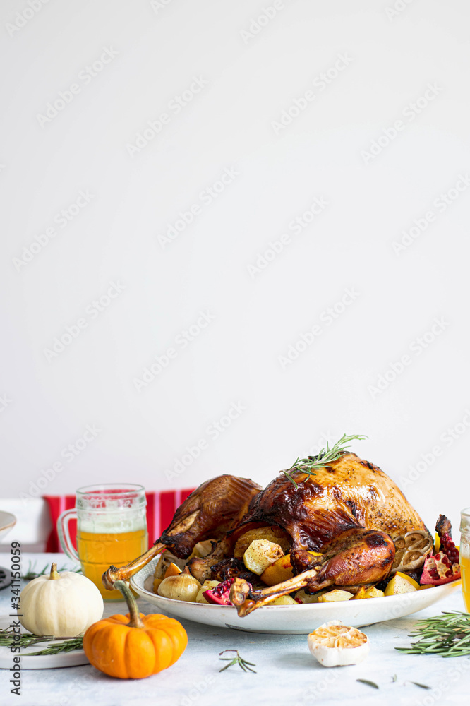 Roasted turkey and potatoes