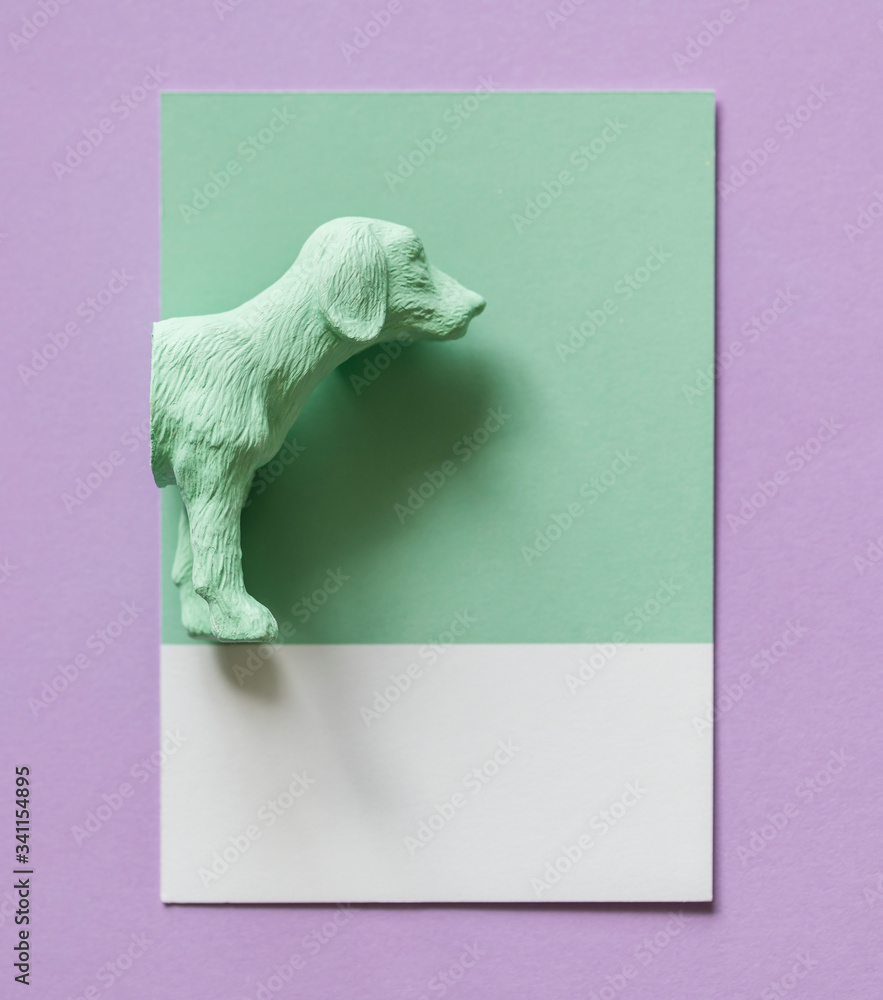 Color miniature dog figure model