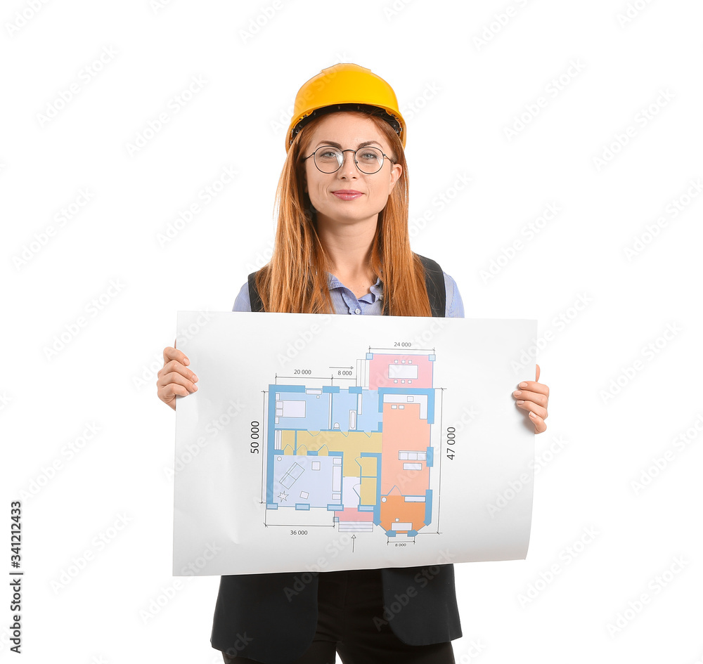 Portrait of architect on white background