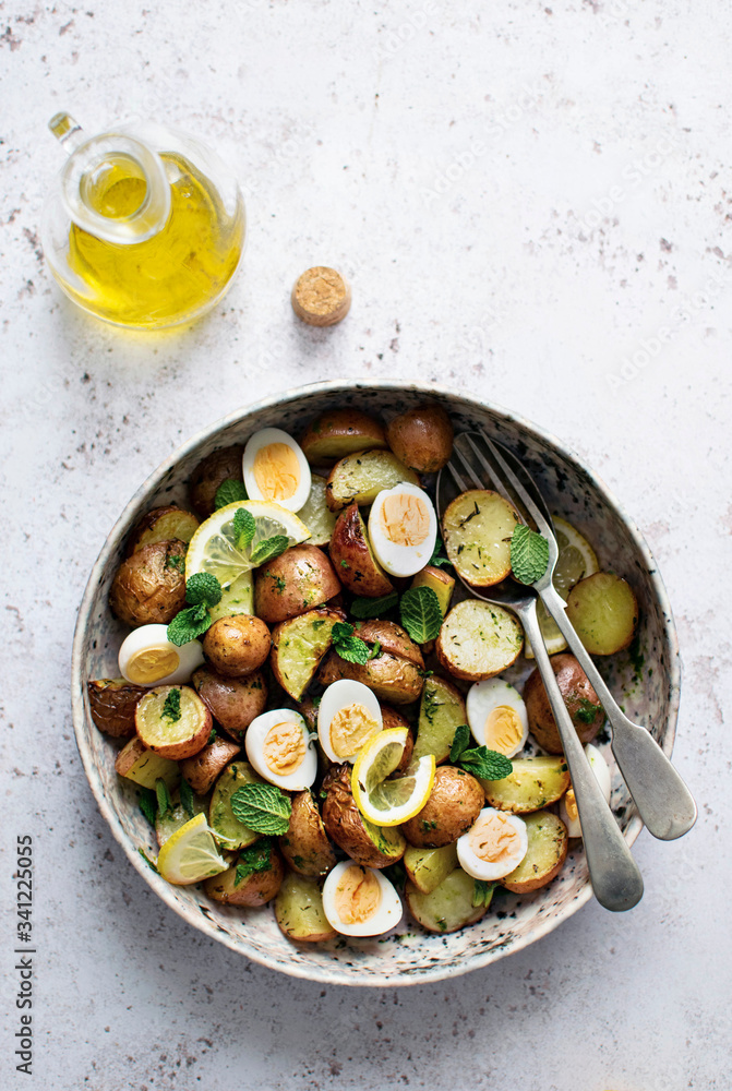 Eggs and ruby gem potato salad