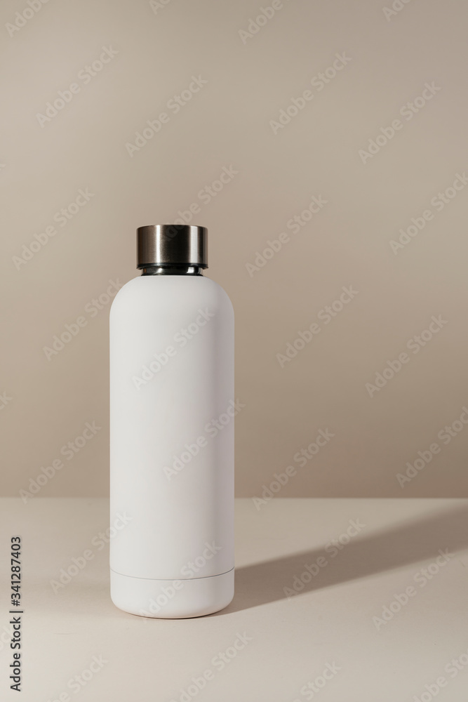 Minimal reusable water bottle design mockup