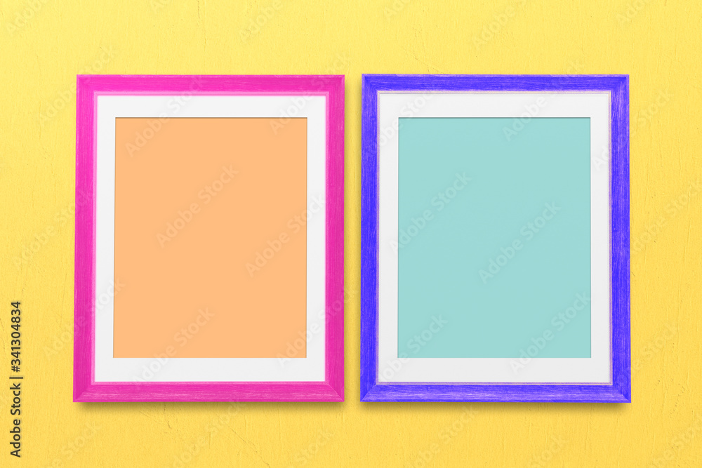 Colorful blank frame mockup