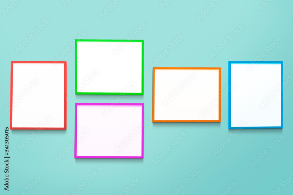 Colorful blank frames mockup