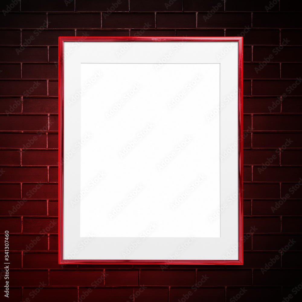 Red blank frame mockup