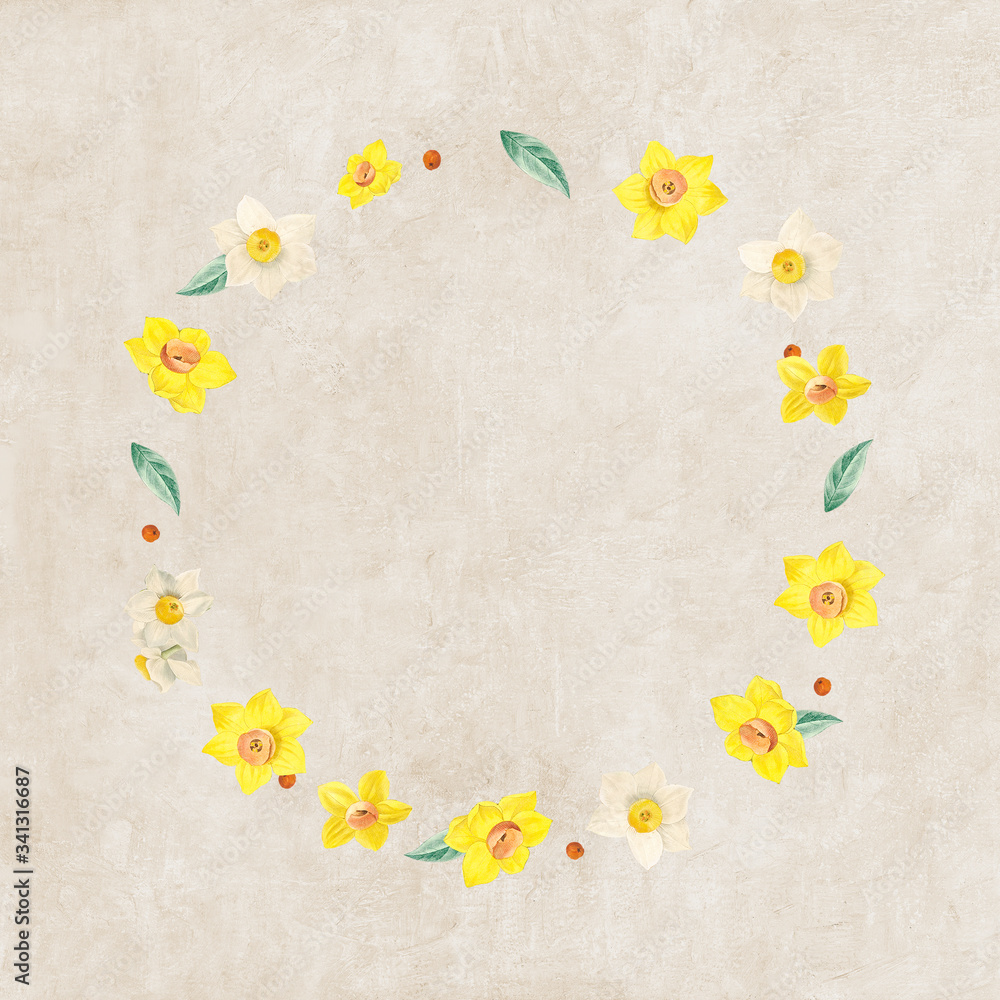 Beautiful floral wreath template