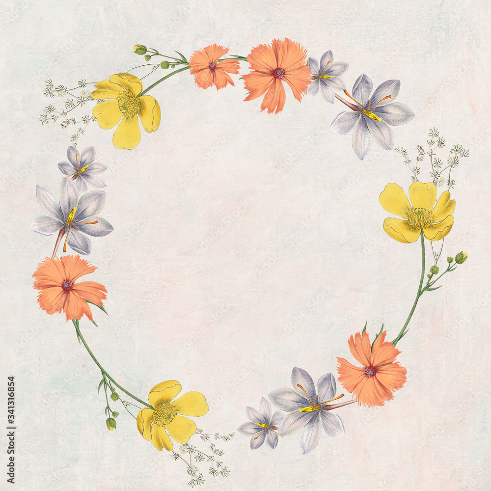 Beautiful floral wreath template