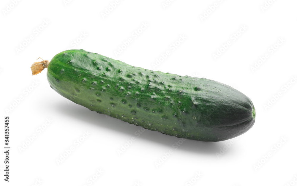 Green cucumber on white background