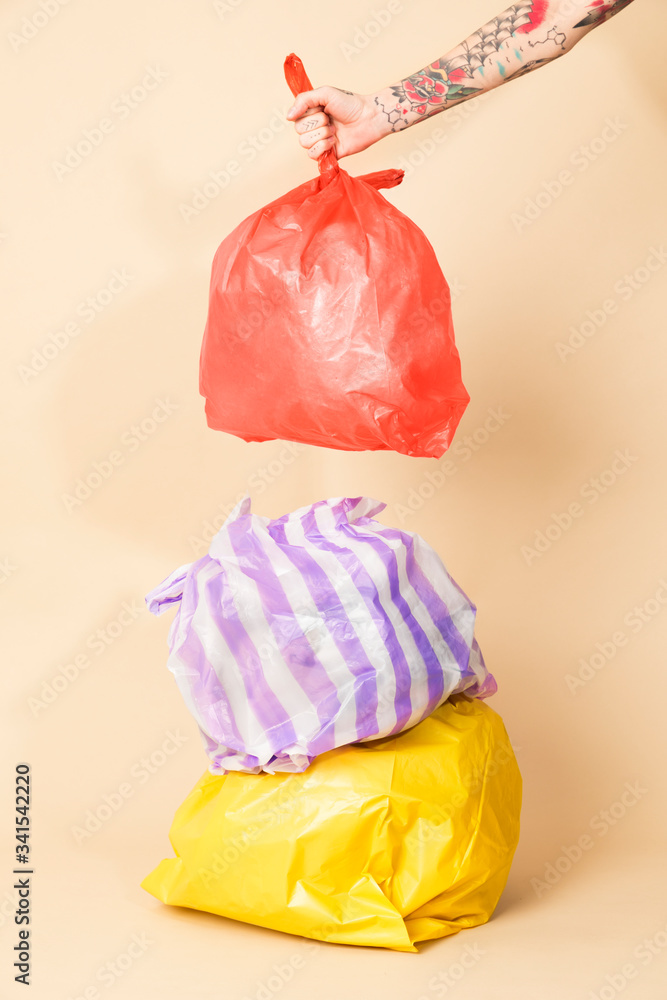 Dumping plastic trash bags