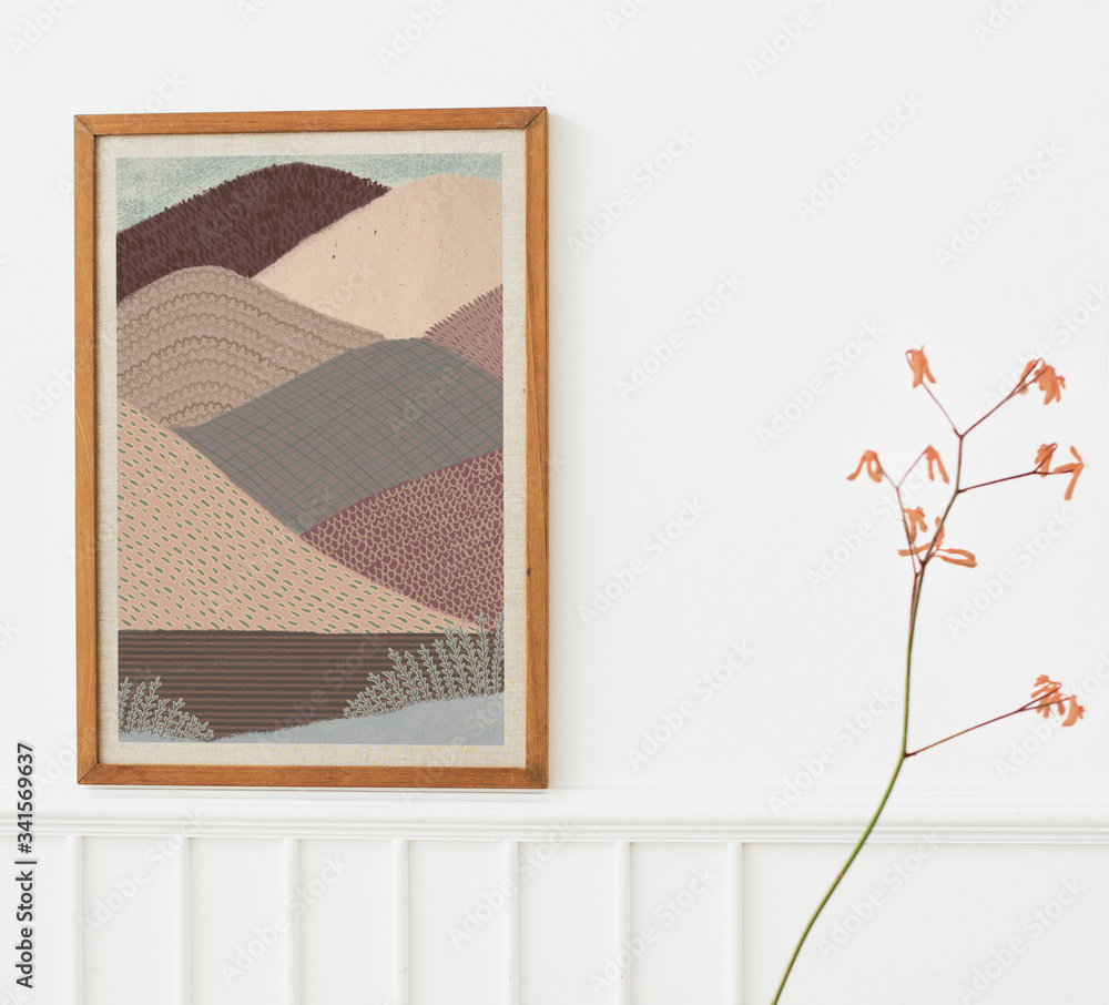 Patchwork art in frame mockup