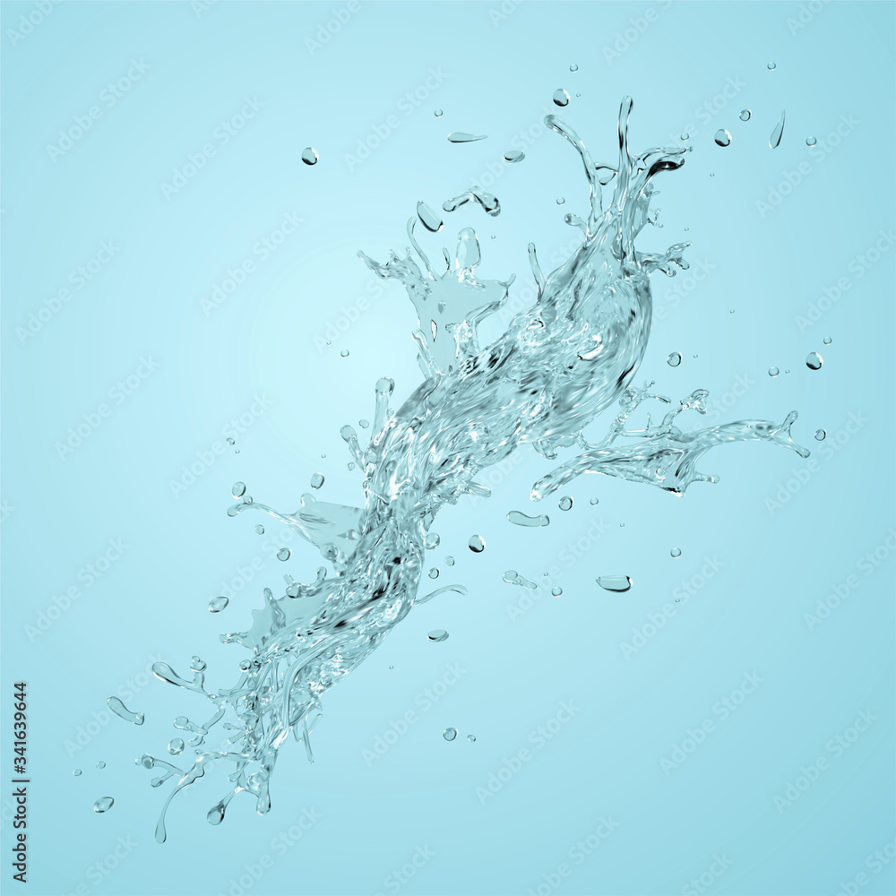 Clear water splashes effect