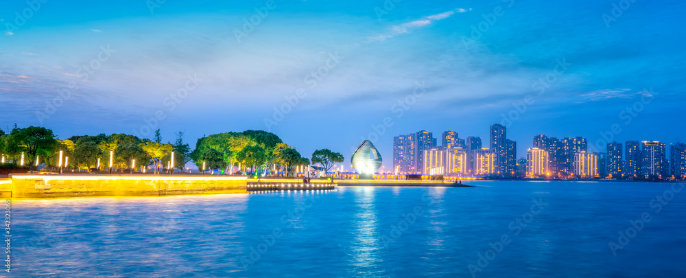 Suzhou Jinji Lake and urban modern architectural landscape