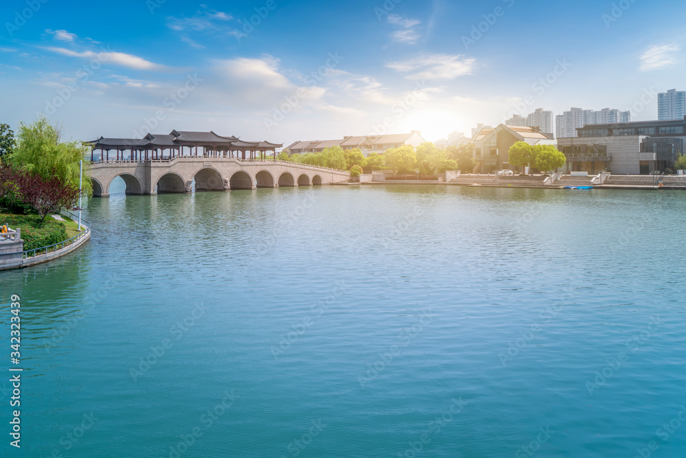 Suzhou Jinji Lake and urban modern architectural landscape