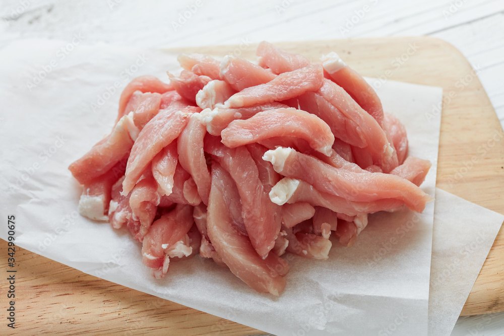 fresh raw pork meat pieces