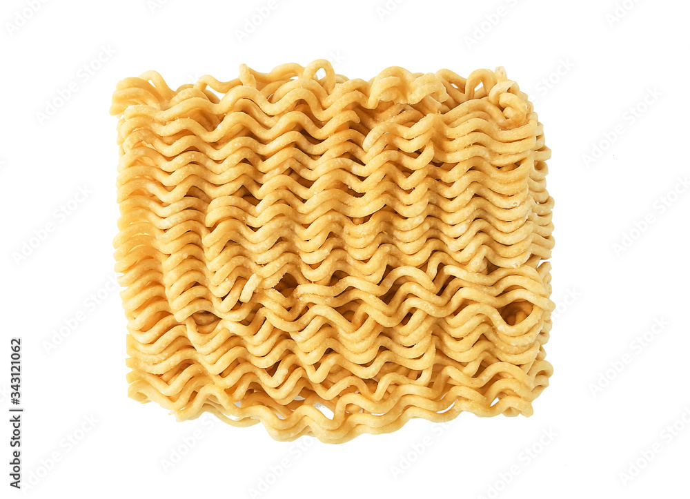 close up of Instant noodles in white isolated background